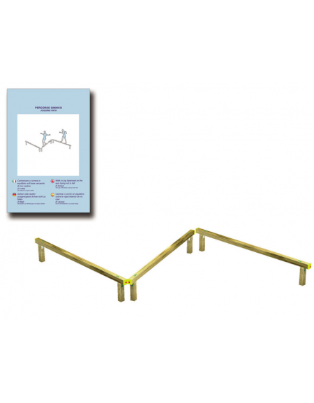 Tripla asse di equilibrio per esercizi ginnici con pali in legno di pino nordico - cm 490x330x49h