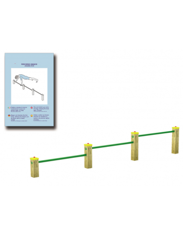 Attrezzo per piegamenti sulle braccia per esercizi ginnici con pali in legno di pino nordico e tubi in acciaio - cm 309x9x52h