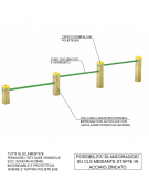 Attrezzo per piegamenti sulle braccia per esercizi ginnici con pali in legno di pino nordico e tubi in acciaio - cm 309x9x52h