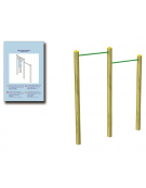 Attrezzo per sollevamento sulle braccia per esercizi ginnici con pali in legno nordico e tubi in acciaio - cm 209x9x252h