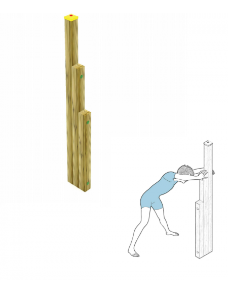 Attrezzatura per esercizi stretching con pali in legno di pino nordico di diverse altezze - cm 27x9x202h