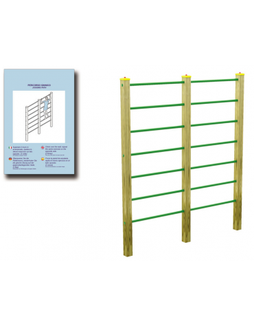 Struttura arrampicata per esercizi ginnici con pali in legno di pino nordico e tubi in acciaio - cm 209x9x242h