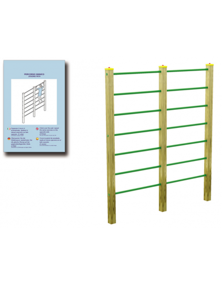 Struttura arrampicata per esercizi ginnici con pali in legno di pino nordico e tubi in acciaio - cm 209x9x242h