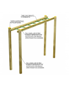 Arrampicata orizzontale per esercizi ginnici in legno di pino nordico e tubi in acciaio - cm 299x84x251h