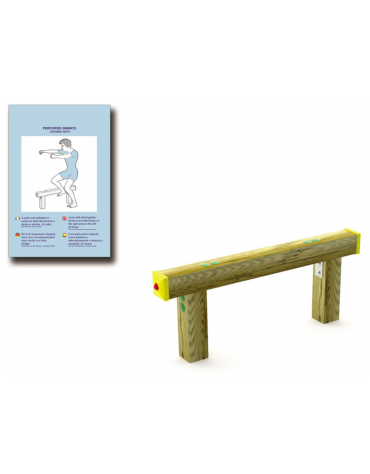 Trave per salti con struttura realizzata in legno di pino nordico - staffe in acciaio zincato - cm 105x9x40h