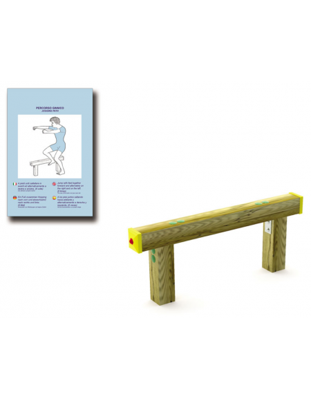 Trave per salti con struttura realizzata in legno di pino nordico - staffe in acciaio zincato - cm 105x9x40h