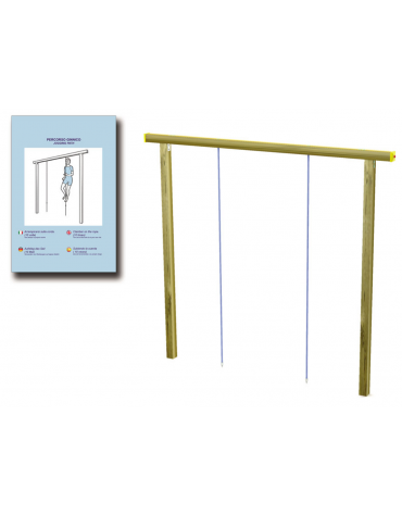 Struttura per arrampicata realizzata in legno di pino nordico con due corde - cm 300x9x219h