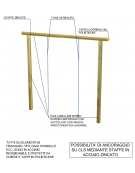 Struttura per arrampicata realizzata in legno di pino nordico con due corde - cm 300x9x219h