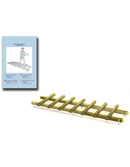 Attrezzatura a binario realizzata in legno di pino nordico - cm 305x100x25h