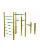 Palestra piccola costruita con pali in legno pino nordico 90x90 mm e tubi in acciaio verniciato a polvere - cm 325x162x241h