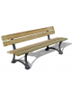 Panchina per parco con 2 robusti fianchi in ghisa sferoidale, 5 doghe di legno pino nordico - cm 190x58x76h