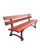 Panchina per parco, 2 robusti fianchi in ghisa sferoidale, 5 doghe in legno esotico - cm 200x58x76h