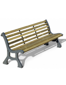 Panchina Queen Victoria per parco, 2 robusti fianchi in ghisa sferoidale, 10 doghe di pino nordico - cm 204x51x72h