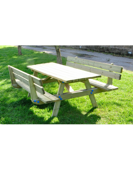 Tavolo pic-nic con schienali, totalmente in legno di pino nordico - cm 190x178x87h