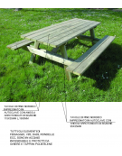 Tavolo pic-nic classico, totalmente in legno di pino nordico - cm 190x150x74h