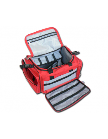 Borsa emergenza in poliestere 600D, vuota, colore rosso - 35 x 45 x h 21 cm