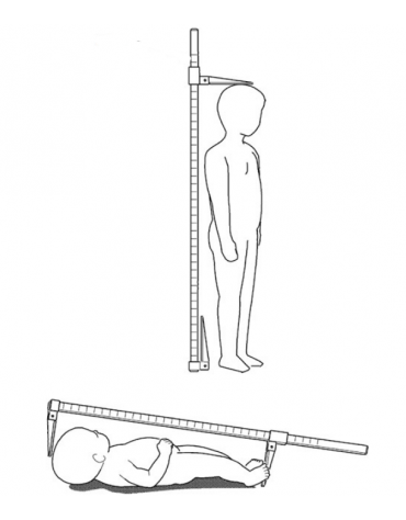 Calibro per misura neonati in duralluminio ossidato, graduato da 0 a 90 cm, con tacche ogni 5 mm