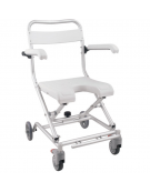 Sedia da doccia pieghevole a rotelle in alluminio con seduta in plastica - portata max 100 kg. - 75 x 44 x 48 cm