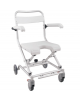 Sedia da doccia pieghevole a rotelle in alluminio con seduta in plastica - portata max 100 kg. - 75 x 44 x 48 cm