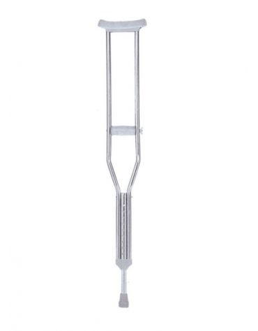 Stampelle ascellari medie in acciaio inossidabile, altezza regolabile 112-132 cm, portata max 100 kg