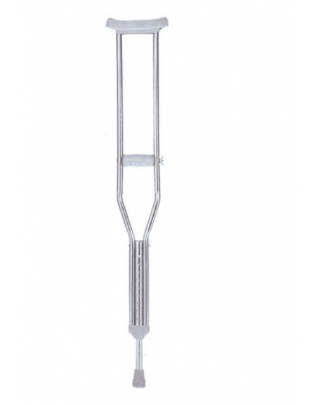 Stampelle ascellari grandi in acciaio inossidabile, altezza regolabile 119-139 cm, portata max 100 kg