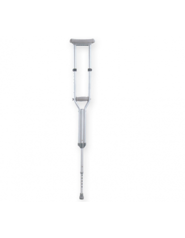 Stampella ascellare, manico a T, in alluminio, altezza regolabile 100-130 cm, portata max 100 kg