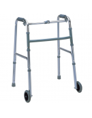 Deambulatore in alluminio con 2 ruote e 2 gommini antiscivolo, portata 100 kg. - cm 51x64x79/97h