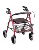 Deambulatore da passeggio, completo di ampio sedile, cestello e freni per le ruote, portata 100 kg - cm 68x61x78/90h