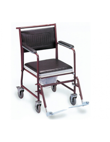 Sedia comoda in acciaio, braccioli e poggiapiedi removibili, solide ruote posteriori con bloccaggio - cm 48x90x92h