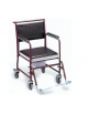 Sedia comoda in acciaio verniciato con wc, braccioli e poggiapiedi removibili, solide ruote con bloccaggio - cm 48x90x92h