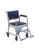 Sedia comoda in acciaio inox con wc, braccioli e poggiapiedi removibili, solide ruote con bloccaggio - cm 48x90x92h