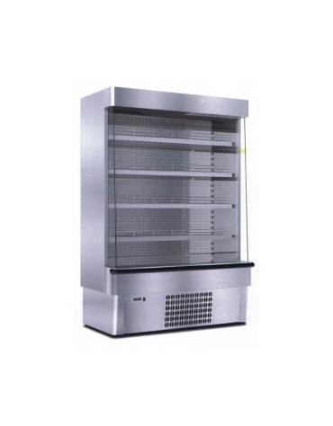 Espositore murale INOX refrigerato da cm. 188,5-SALUMI/FORMAGGI