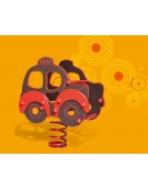 Gioco a molla inclusivo monoposto Taxi - in legno - dimensioni cm 46x66x70h