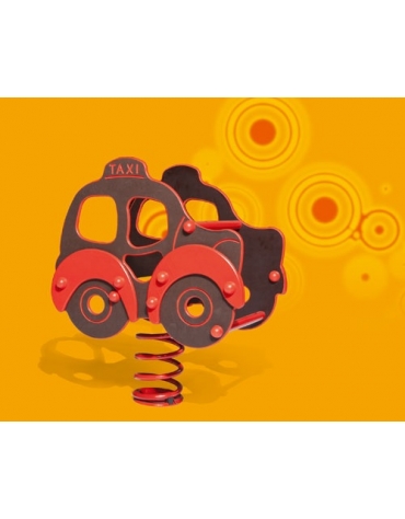 Gioco a molla inclusivo monoposto Taxi - in legno - dimensioni cm 46x66x70h