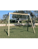 Altalena in legno 2 posti - Sedili a gabbia in gomma - Trave superiore in legno - cm 155x345x225h