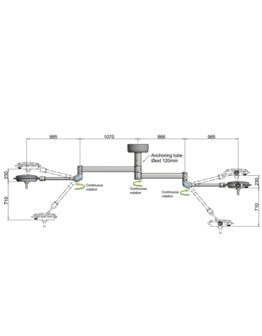 LAMPADA SCIALITICA PENTALED 30E - da soffitto - doppia - 30 riflettori in 6 moduli a 5 LED - 160.000 LUX