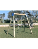 Altalena in legno 1 posto con Sedile a gabbia - Trave superiore in legno - cm 260x155x225h
