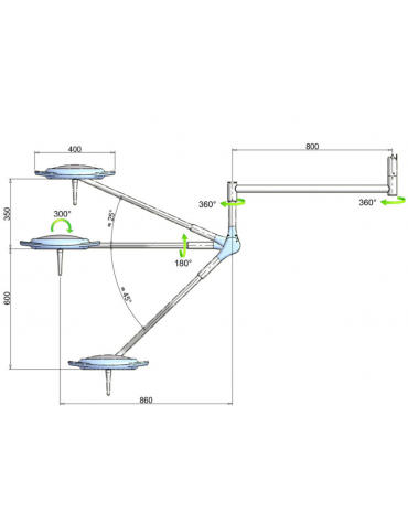Lampada scialitica a 28 riflettori ellittici a led - a soffitto, luce fredda 120.000 Lux ad 1 metro