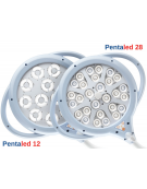 Lampada scialitica a 28 riflettori ellittici a led - a soffitto, luce fredda 120.000 Lux ad 1 metro