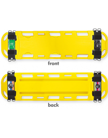 Tavola spinale pediatrica con agganci in fibra di vetro, due cinghie per fissare il fermacapo - cm 119.5 x 32 x 4.5h