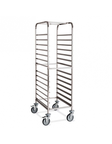 Carrello portateglie in acciaio inox AISI 304 - Portata 18 teglie dim. 60x40 - Saldato - cm 53x68x172 h