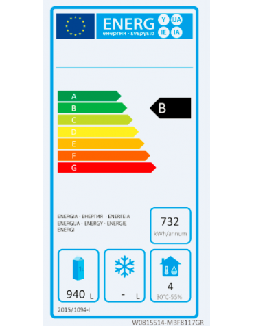 Armadio refrigerato ventilato inox AISI 304 - GN 2/1 - 2 porte - 1300 litri - temp. -2°C/+8°C - mm L1314xP845xH2065mm