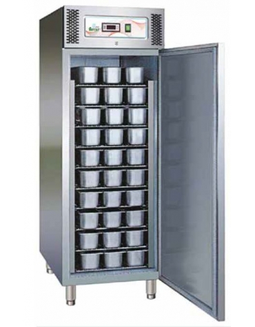 Armadio inox AISI 304 ventilato  -10°C/-22°C - Possibilità di contenere fino a 54 Vaschette gelato da Lt 5 - cm 74x99x201h