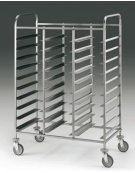 Carrello portavassoi inox - Portata 30 vassoi EN cm 53x37 - dimensioni cm 129x60x150 h