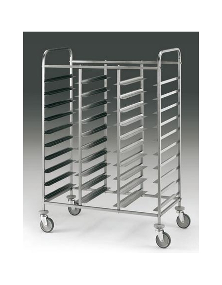 Carrello portavassoi inox - Portata 30 vassoi EN cm 53x37 - dimensioni cm 129x60x150 h