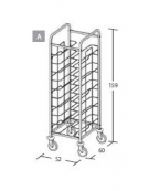 Carrello portavassoi in acciaio inox AISI 304 universali - supporto in filo - Portata vassoi 10 max cm 53x39 - cm 52x60x159 h