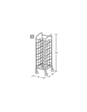 Carrello portavassoi in acciaio inox AISI 304 universali - supporto in filo - Portata vassoi 10 max cm 53x39