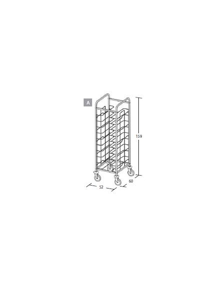 Carrello portavassoi in acciaio inox AISI 304 universali - supporto in filo - Portata vassoi 10 max cm 53x39