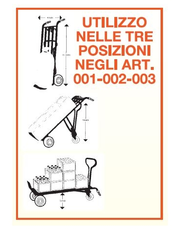 Carrello "3 in 1" Trasormabile - 3 ruote 2 R. Ø 200 1 R. Ø 125 gomma rulli -