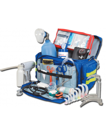 Kit pronto soccorso con borsa smart - media - poliestere 600D blu  completo di accessori - cm 55x35x32h